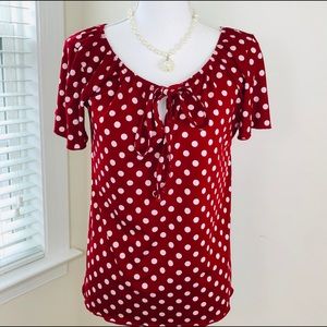 Red and white polka dot top. Soft and comfortable